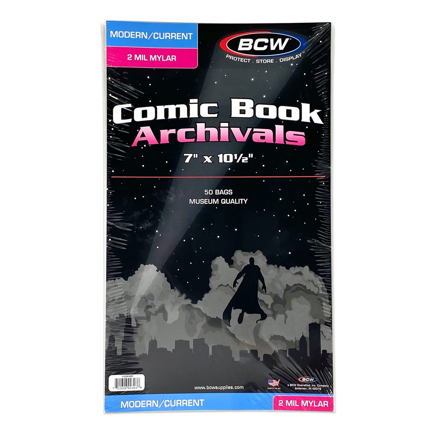 BCW - Comic Book Archival Bags - Mylar - 7 x 10 1/2 - 2 MIL - 100 ct. BCW Archival Comic Book Bags - 2 MIL - Current Size (100 Count) - BY ORDER Preserve your comic books for years to come with BCW’s Archival Comic Book Bags, specifically designed for cur
