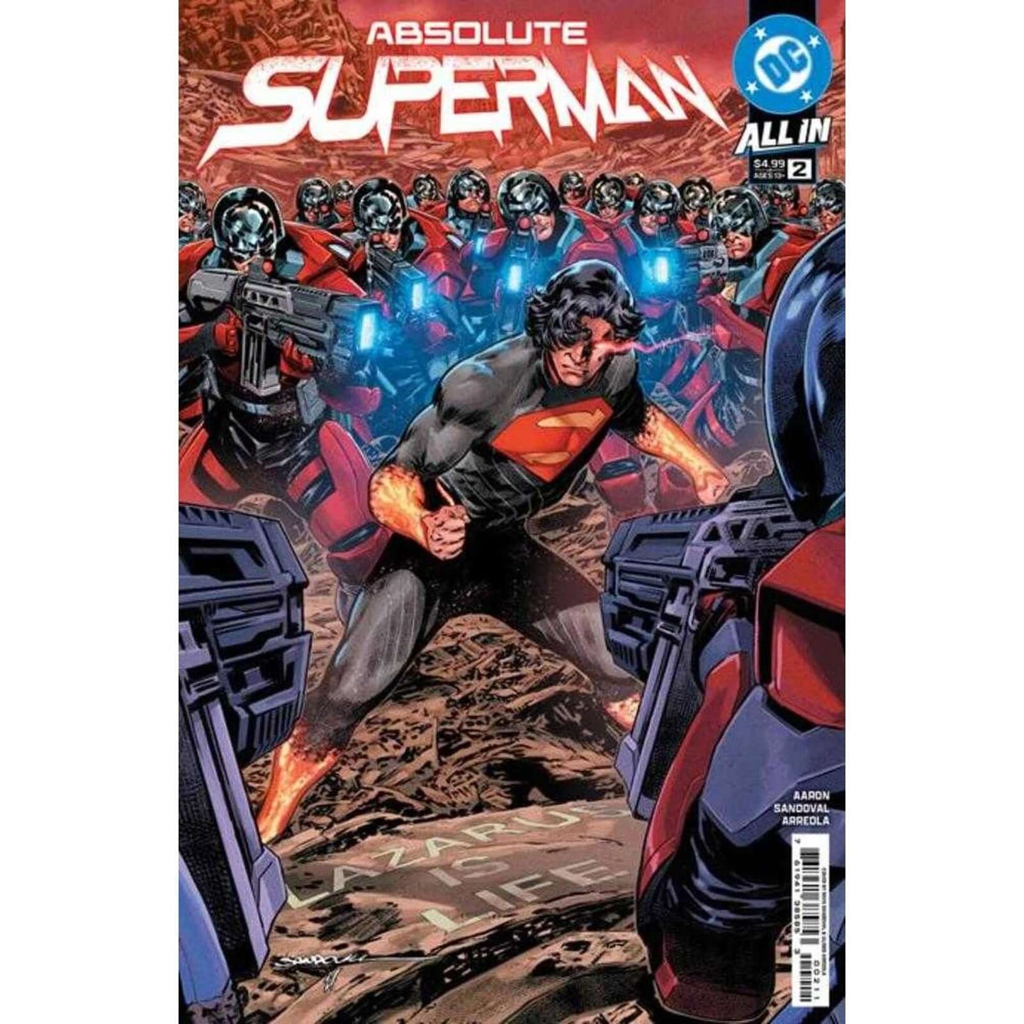Absolute Superman #2 Cover A Rafa Sandoval The Lazarus Corporation sent their most battle-hardened crew of Peacemakers to locate the mysterious fugitive interfering with their mining operations--but they weren't expecting one motor-mouthed, iron-willed wo