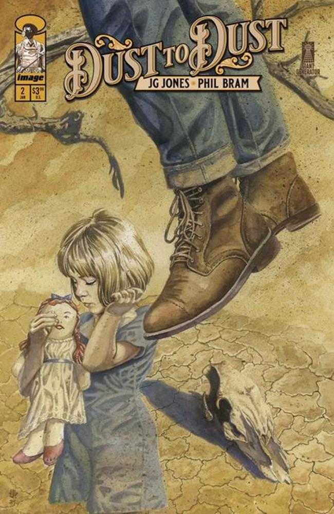 Dust To Dust #2 (Of 8) Cover A Jg Jones In the heart of the Great Depression, photojournalist Sarah and her two young charges are engulfed in a massive dust storm that threatens all of the residents of New Hope, leaving behind death and destruction. 1.29.