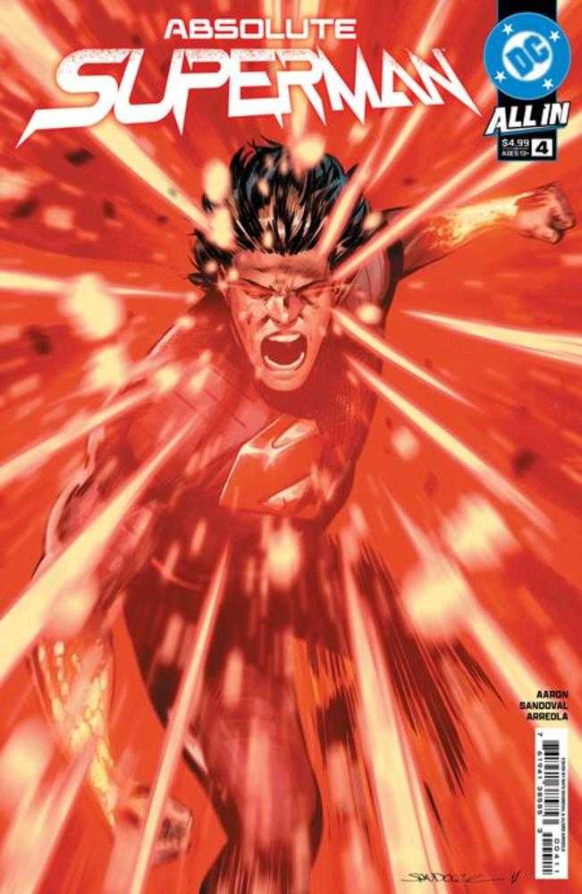 Absolute Superman #4 Cover A Rafa Sandoval SUPERMAN MEETS THE MYSTERIOUS OMEGA MEN! Superman is on the run, pursued across the globe by armed Peacemakers and Lazarus Corp's top field agent, Lois Lane. Now a new force joins the chase, but are the mysteriou
