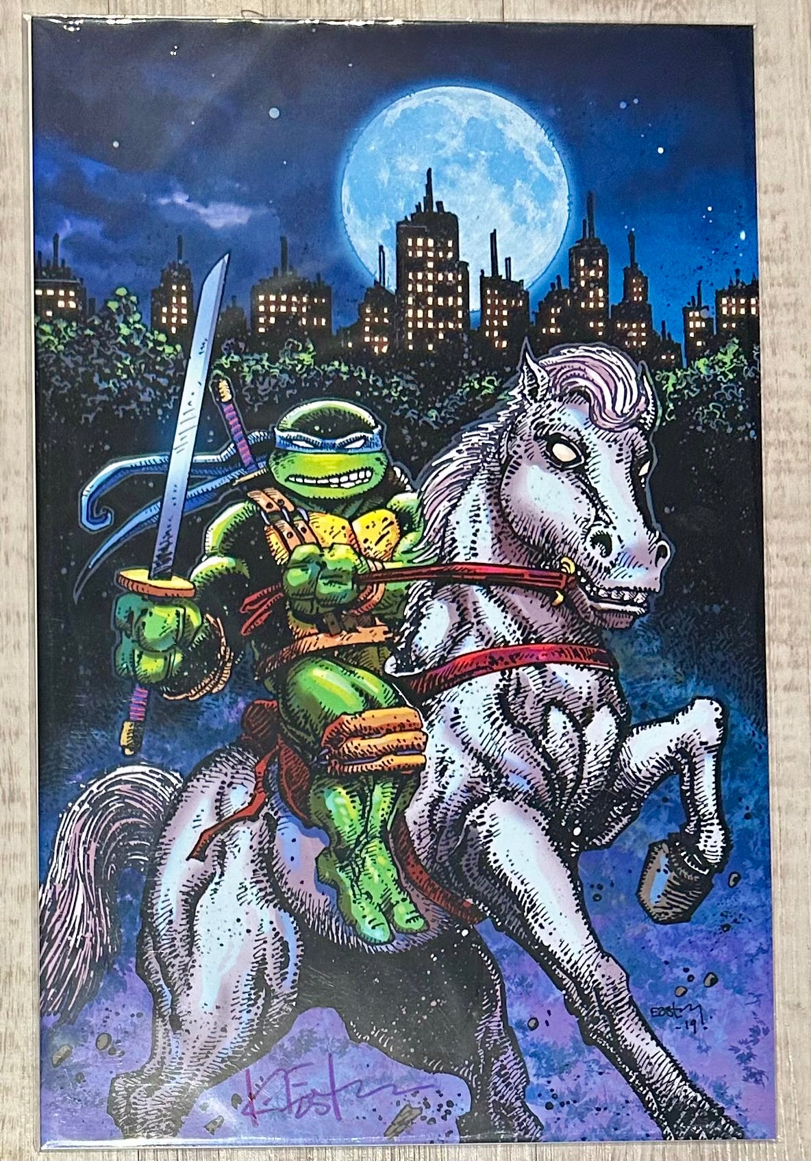 TMNT 11x17 Art Print Signed by Kevin Eastman - Leonardo