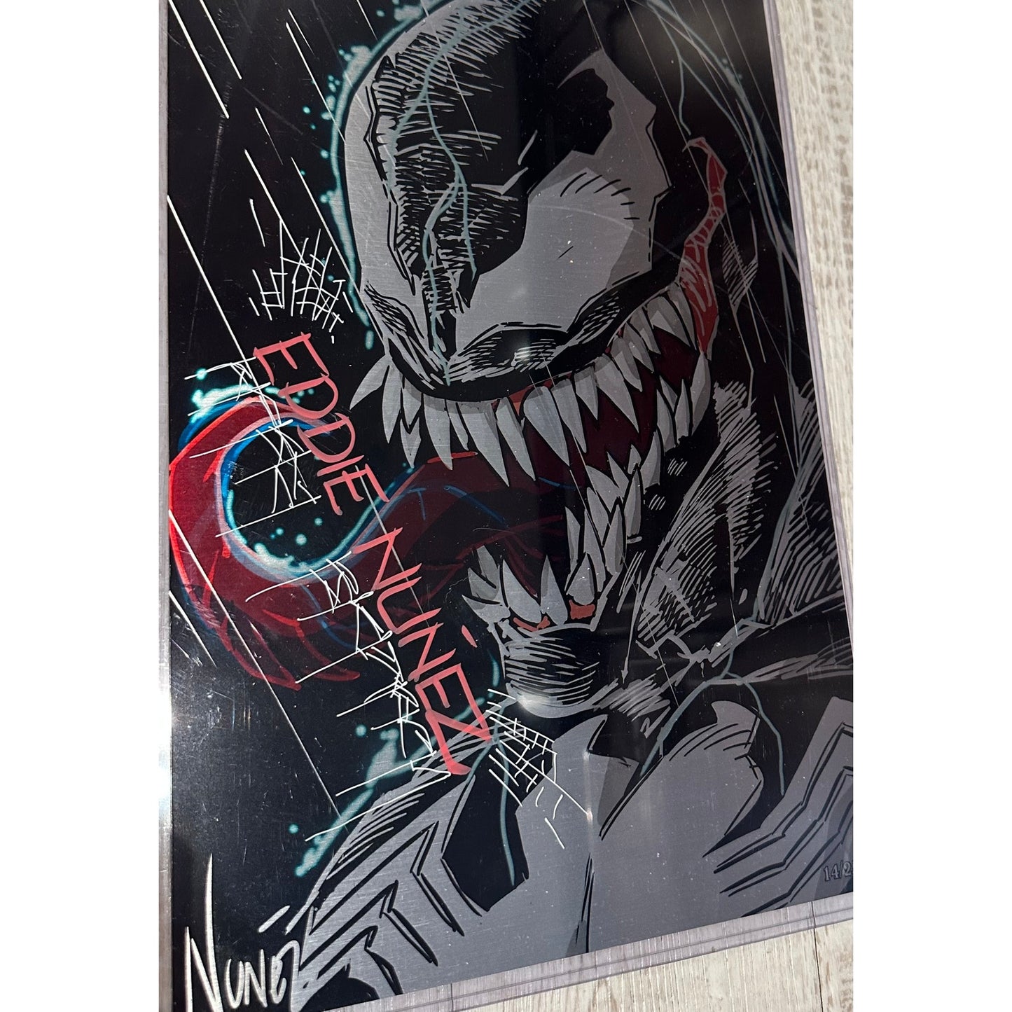 Venom SHADOW RAIN 11x17 METAL Art Print SIGNED by Eddie Nunez!