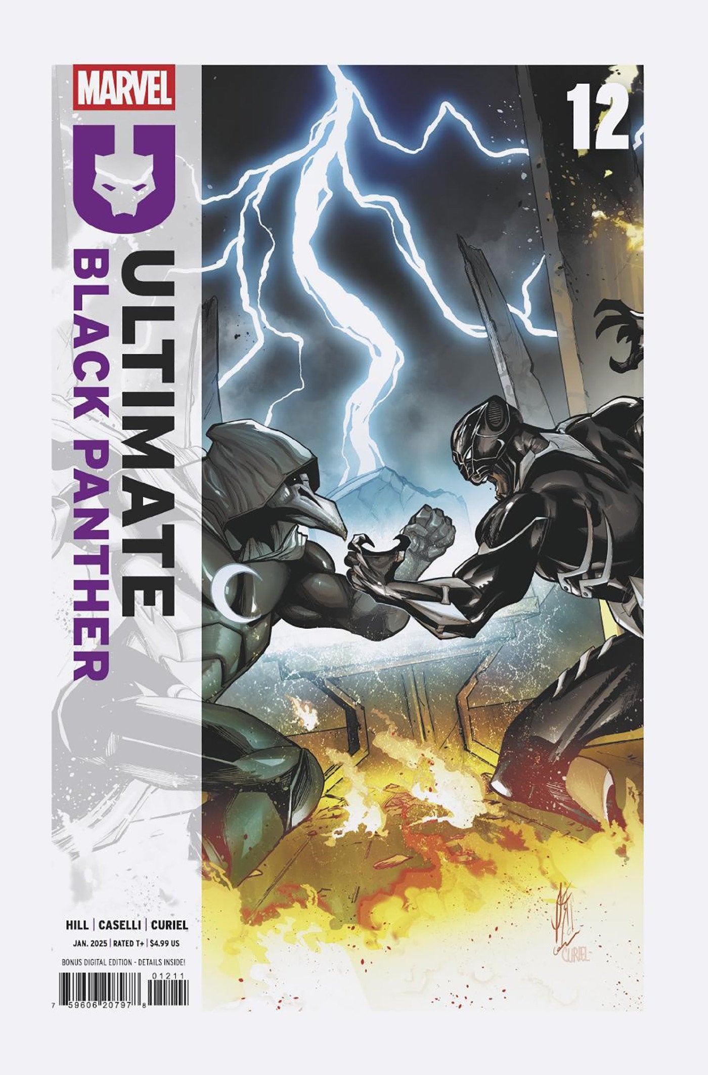 Ultimate Black Panther #12 MOON KNIGHT VS. BLACK PANTHER! Moon Knight challenges Black Panther to a one-on-one duel to end the war! But with his army of zealots behind him, would Moon Knight's followers even accept defeat? And the Maker's Council can't be