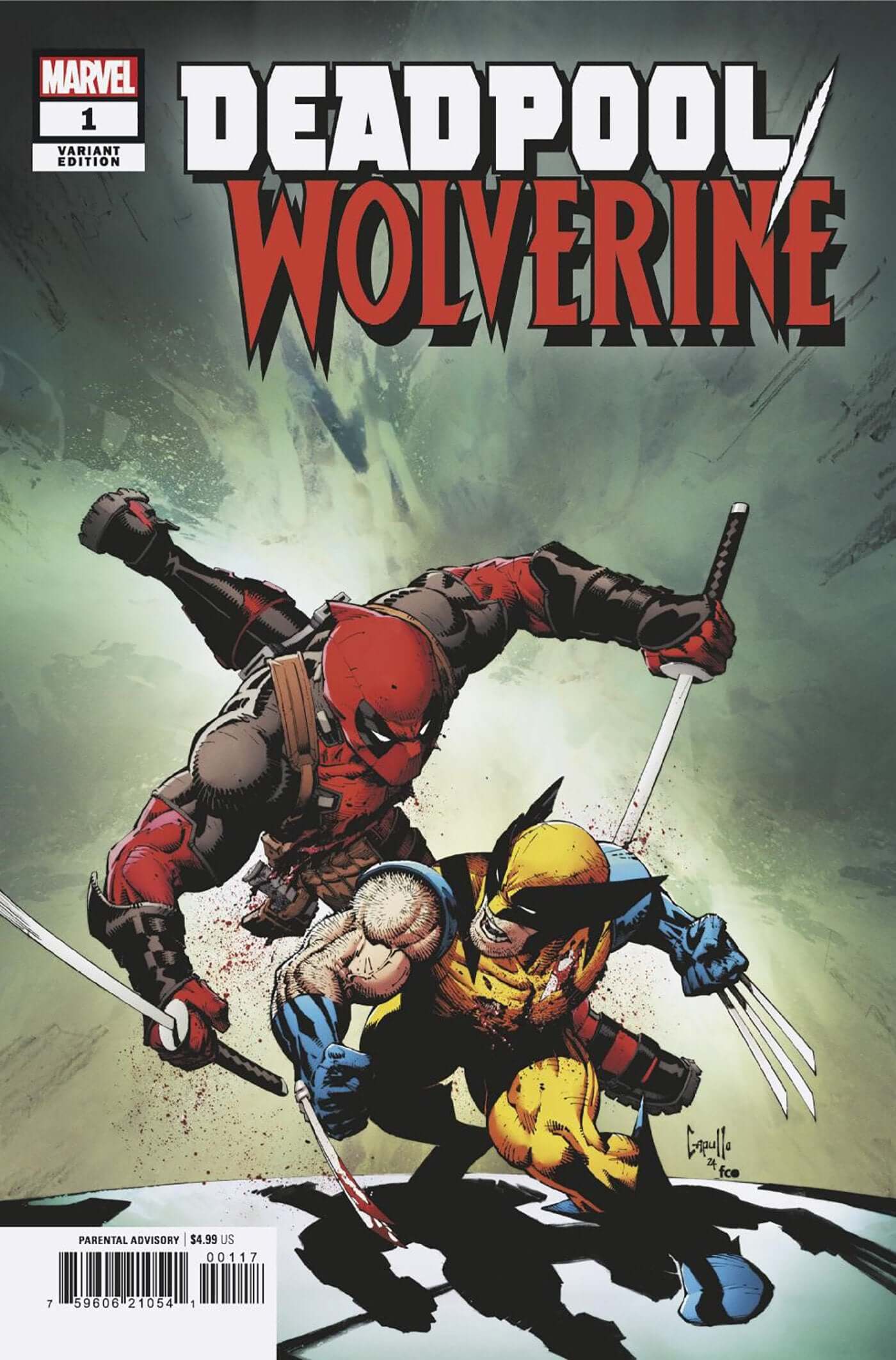 Deadpool/Wolverine #1 Greg Capullo Variant WADE AND LOGAN - TOGETHER AGAIN! The most unlikely team-up turned most demanded one, DEADPOOL and WOLVERINE are BACK! Together again and ready to blow your minds in this ongoing series that hits like a never-endi