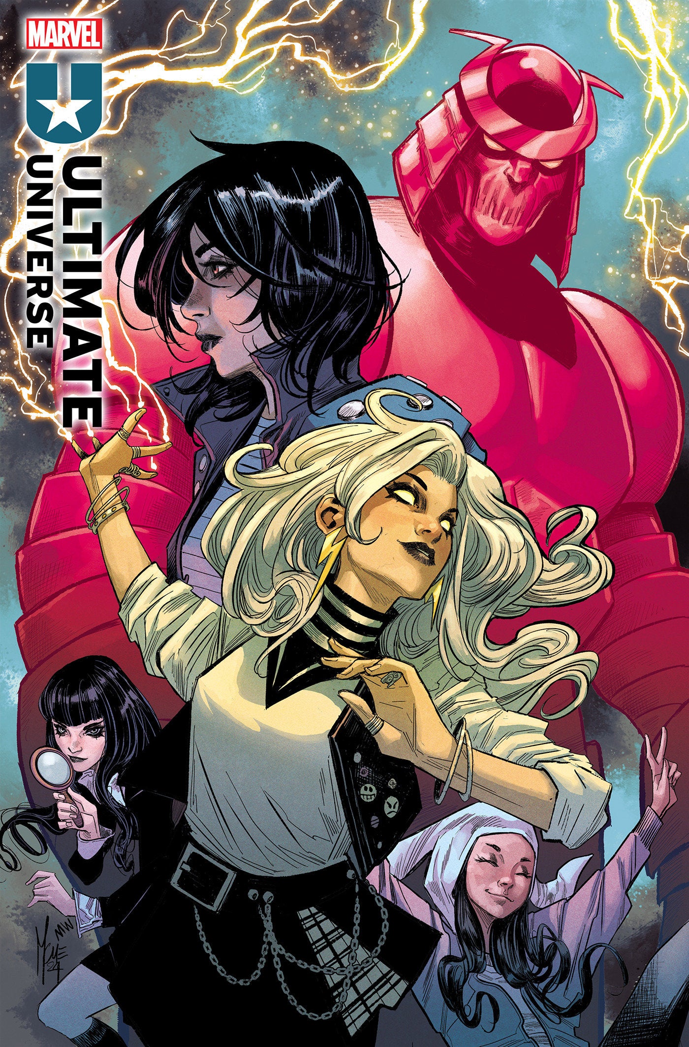 Ultimate Universe: One Year In #1 Marco Checchetto Variant THE CLOCK IS TICKING DOWN TO THE MAKER'S ARRIVAL! Deniz Camp flips the narrative on ULTIMATES and takes us inside the Maker's Council! The heroes of the Ultimate Universe aren't the only ones who