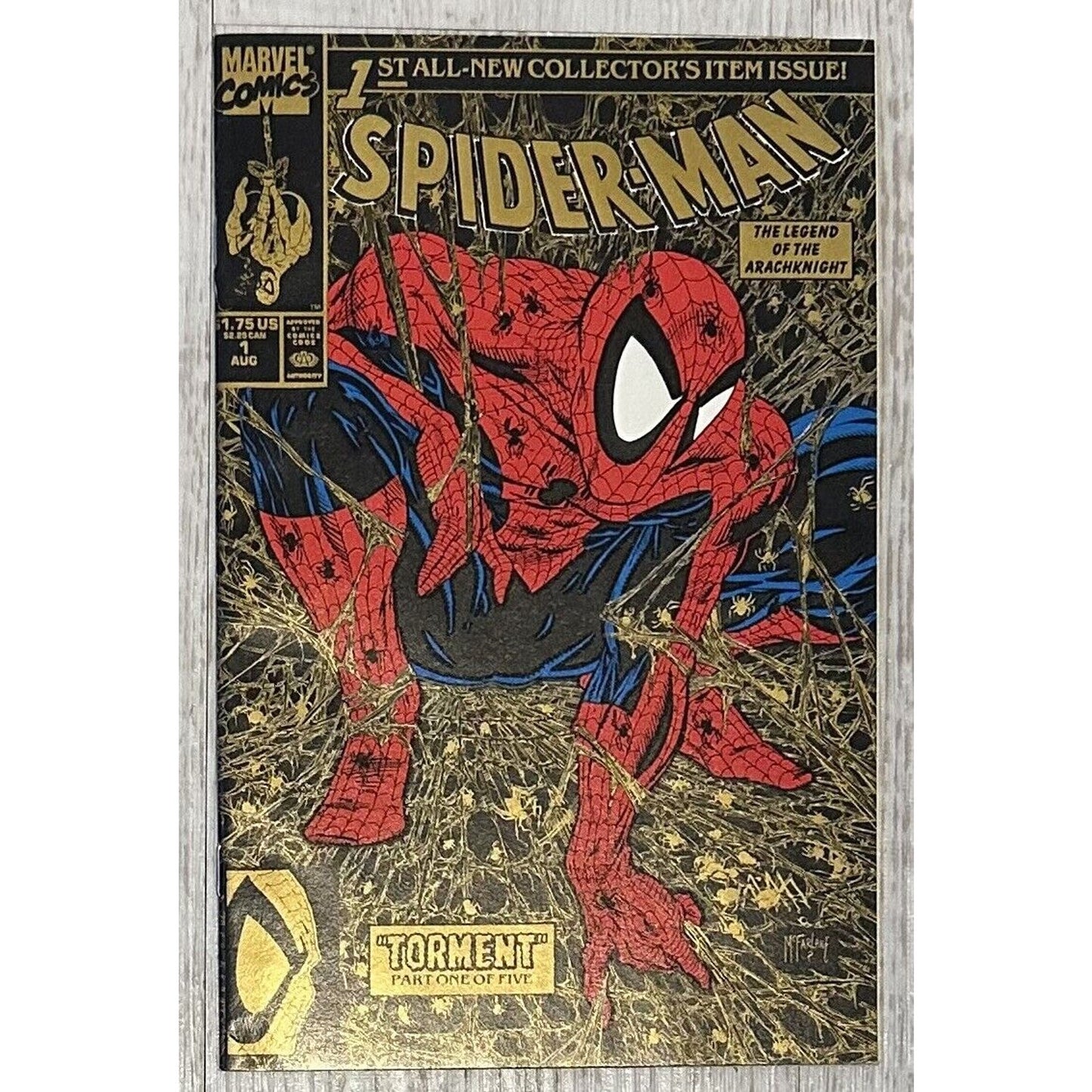 Spider-Man #1 - McFarlane - Direct - Gold Variant 2nd Printing - VF -1990 KEY Spider-Man #1 - 2nd Printing Direct Edition - GoldKEY: Premiere Issue, Iconic Cover Art by Todd McFarlane * Classic issue by the legendary Todd McFarlane * Premiere Issue of Spi