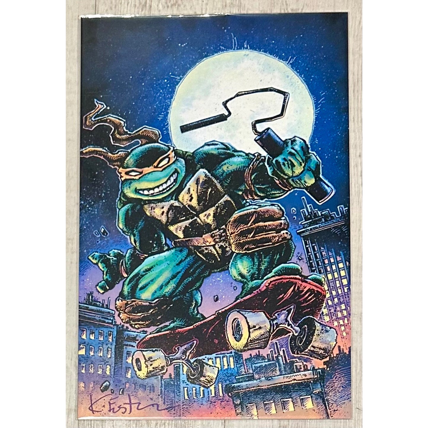 TMNT 11x17 Art Print Signed by Kevin Eastman - Michelangelo