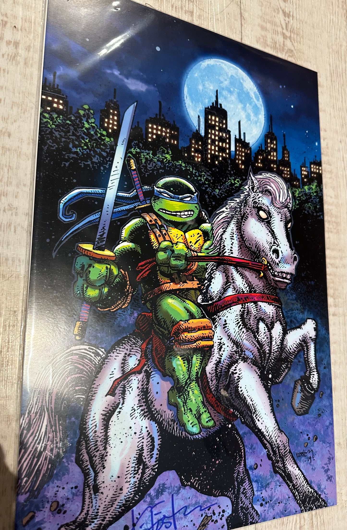 TMNT 11x17 Art Print Signed by Kevin Eastman - Leonardo