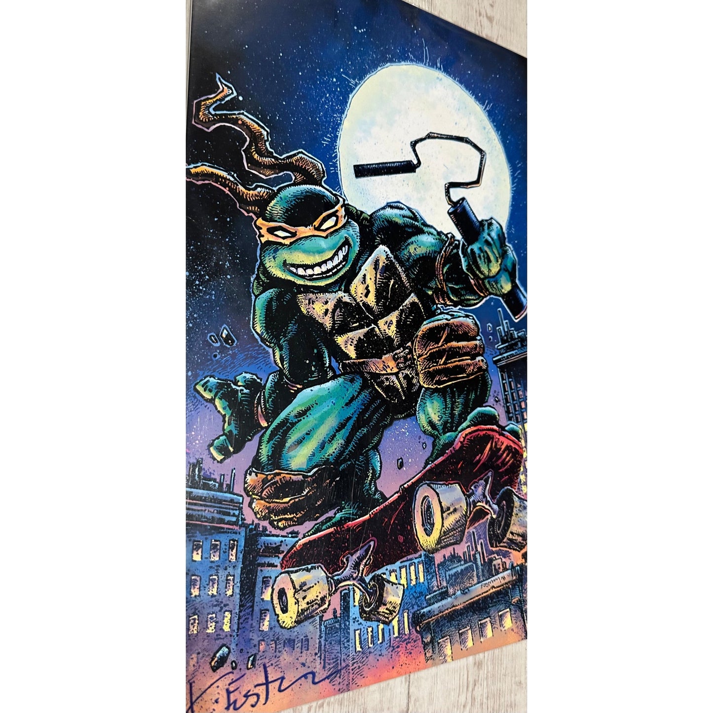 TMNT 11x17 Art Print Signed by Kevin Eastman - Michelangelo