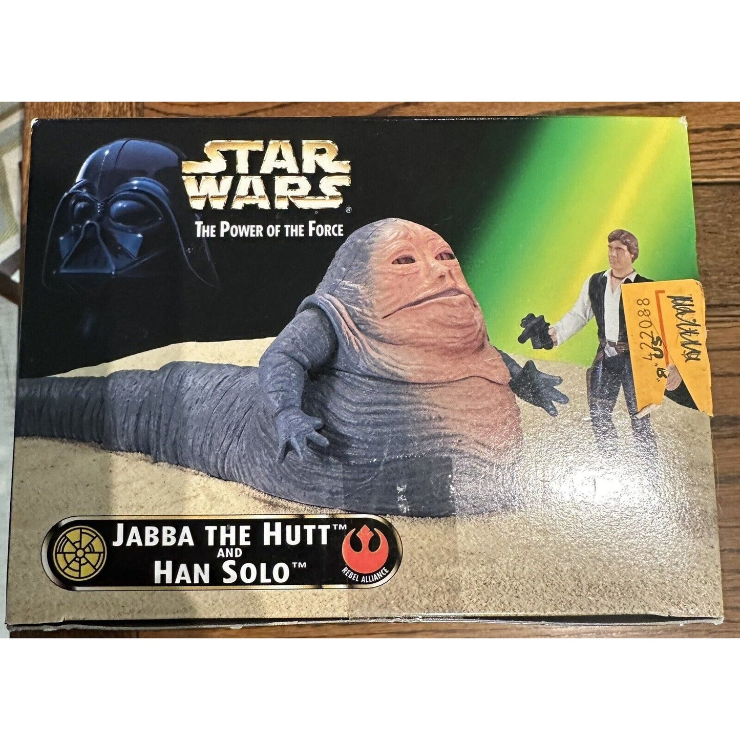 1997 Kenner Star Wars Power of the Force Jabba the Hutt and Han Solo In Box POTF This 1997 Kenner Star Wars Power of the Force action figure set includes Jabba the Hutt and Han Solo in their iconic Return of the Jedi scene. The set is boxed and features a