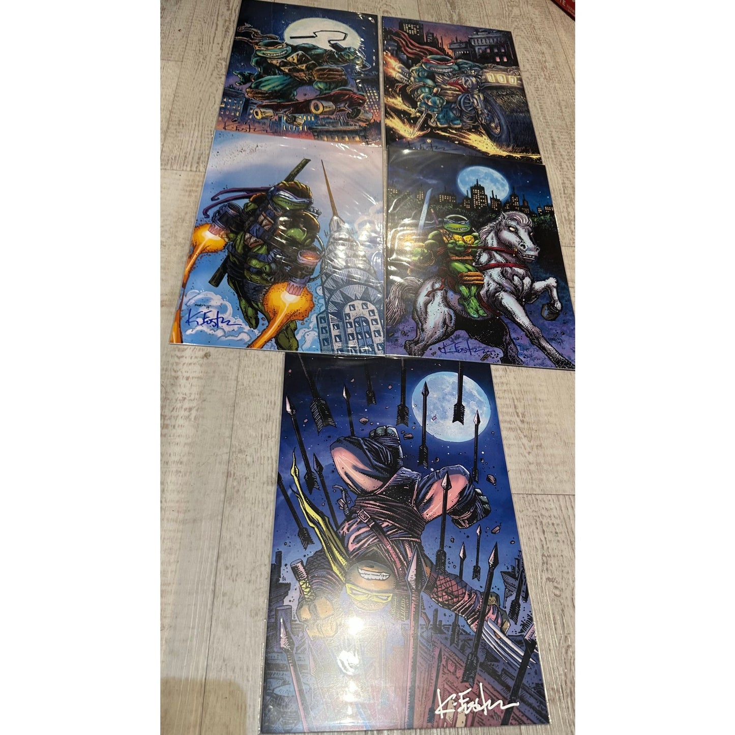 TMNT Signed 11x17 Art Print Complete Set - All 5 Turtles Signed by Kevin Eastman!