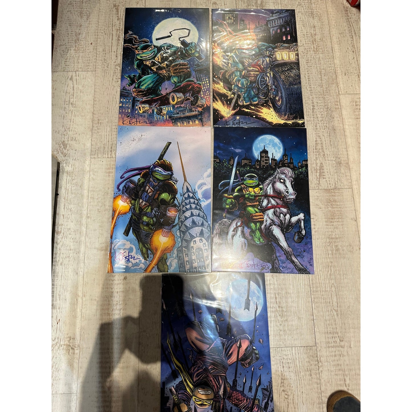 TMNT Signed 11x17 Art Print Complete Set - All 5 Turtles Signed by Kevin Eastman!