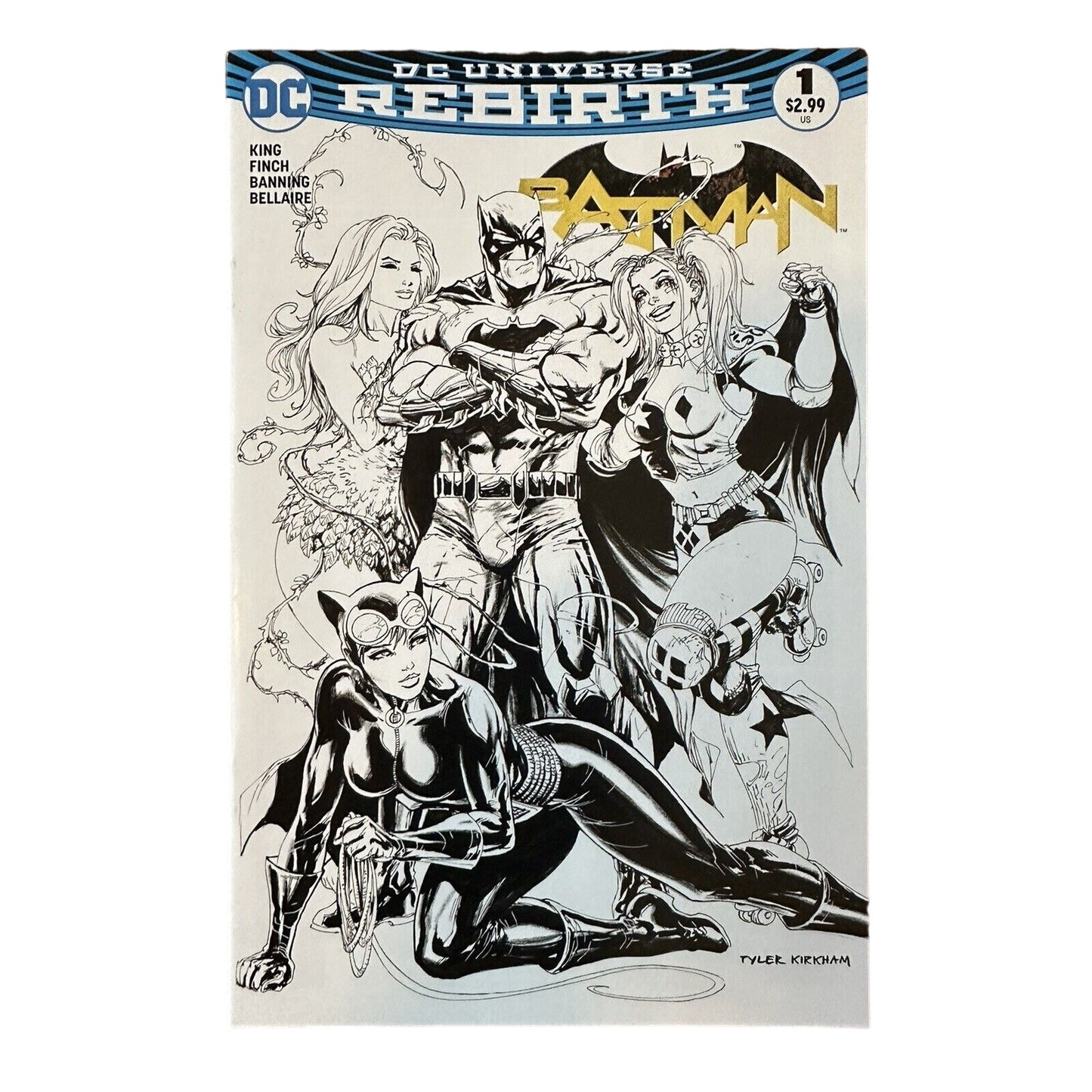 Batman #1 - DC Comics 2016 - Rebirth - Tyler Kirkham B&W Hastings Variant - NM