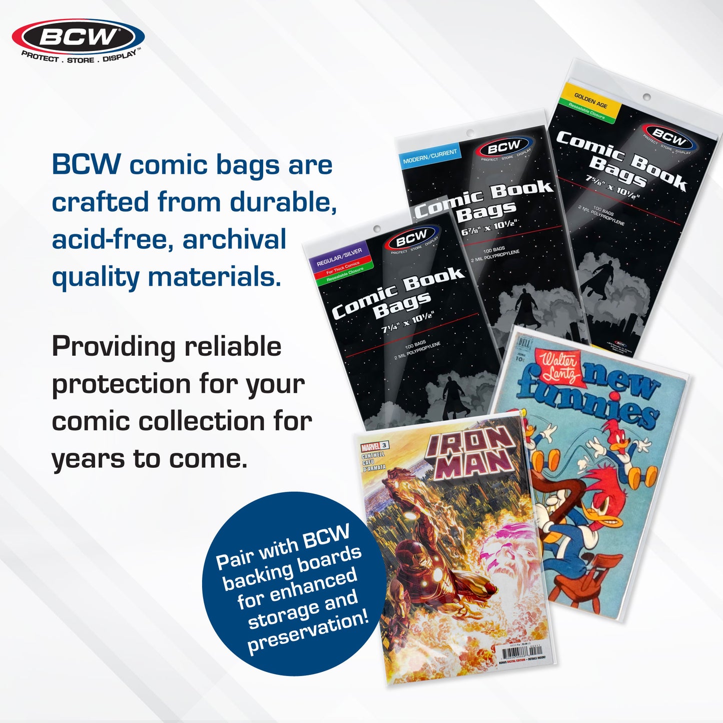 BCW - Comic Book Bags - Current - Resealable - 6 7/8 x 10 1/2 - 100 ct