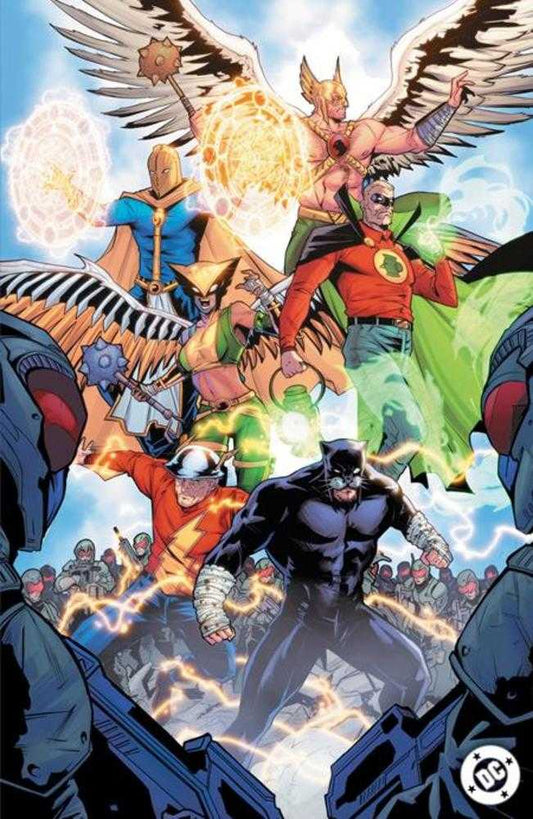 Jsa #1 Cover F Travis Mercer Foil Variant THE NEW ERA OF THE JSA BEGINS HERE! Long-time fan favorite characters Hawkman, Hawkgirl, Jade, Obsidian, Jesse Quick, Hourman, Ted Grant, and Sandman are all back on the roster as DC's first super team faces their