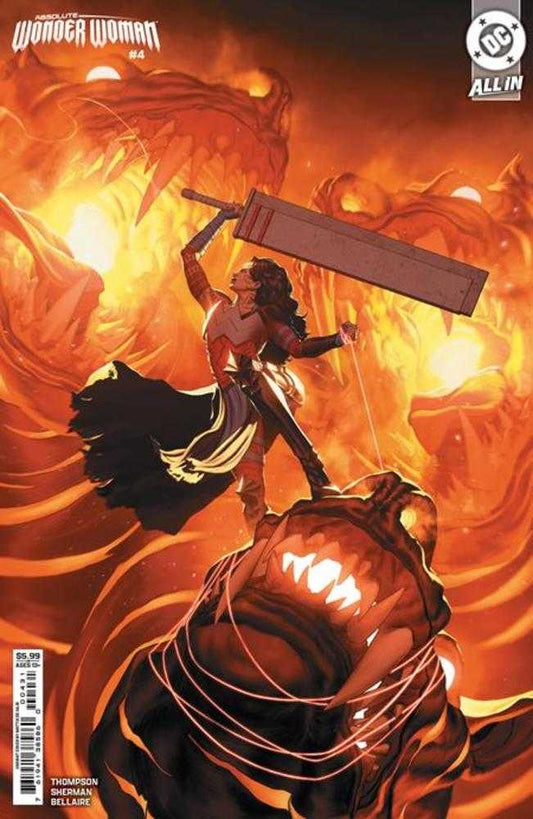 Absolute Wonder Woman #4 Cover C Mattia De Iulis Card Stock Variant DIANA MAKES THE ULTIMATE SACRIFICE! The Tetracide is "The Four Killer"...and Diana has done the unthinkable to escape its fatal grasp. The move may have saved her to fight another day, bu
