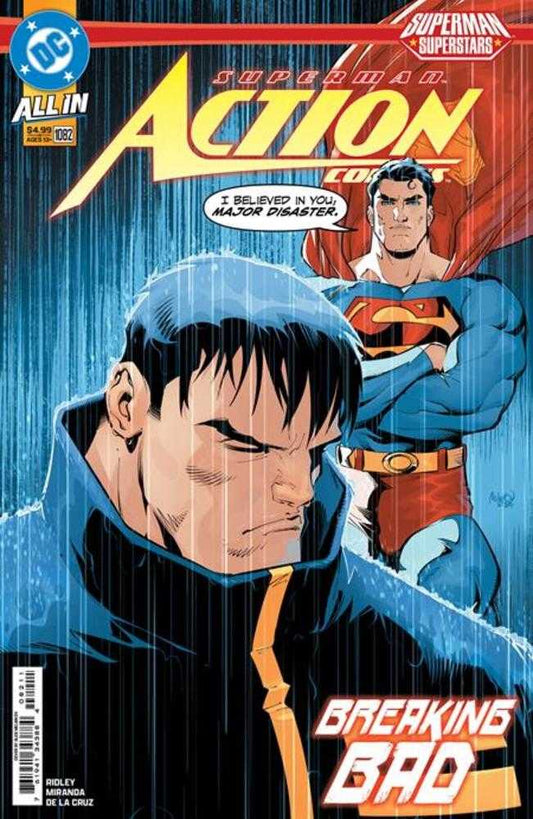Action Comics #1082 Cover A Gleb Melnikov Superman Superstars" continues with an unforgettable tale about Superman's greatest gift to the world...hope. Major Disaster returns to Metropolis and his old ways much to the dismay of the Man of Steel. Can his a