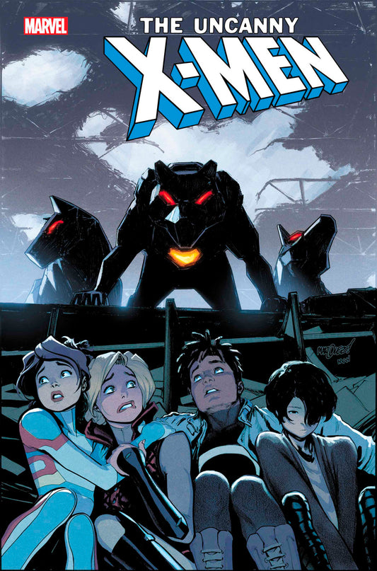 Uncanny X-Men #9 HUNTED BY THE PACK, PART ONE! The Outliers, still finding their place in the mutant world, are hunted by a lethal new set of foes: A bloodthirsty, relentless and unstoppable pack of stealth Sentinels! Cut off from their mentors and allies