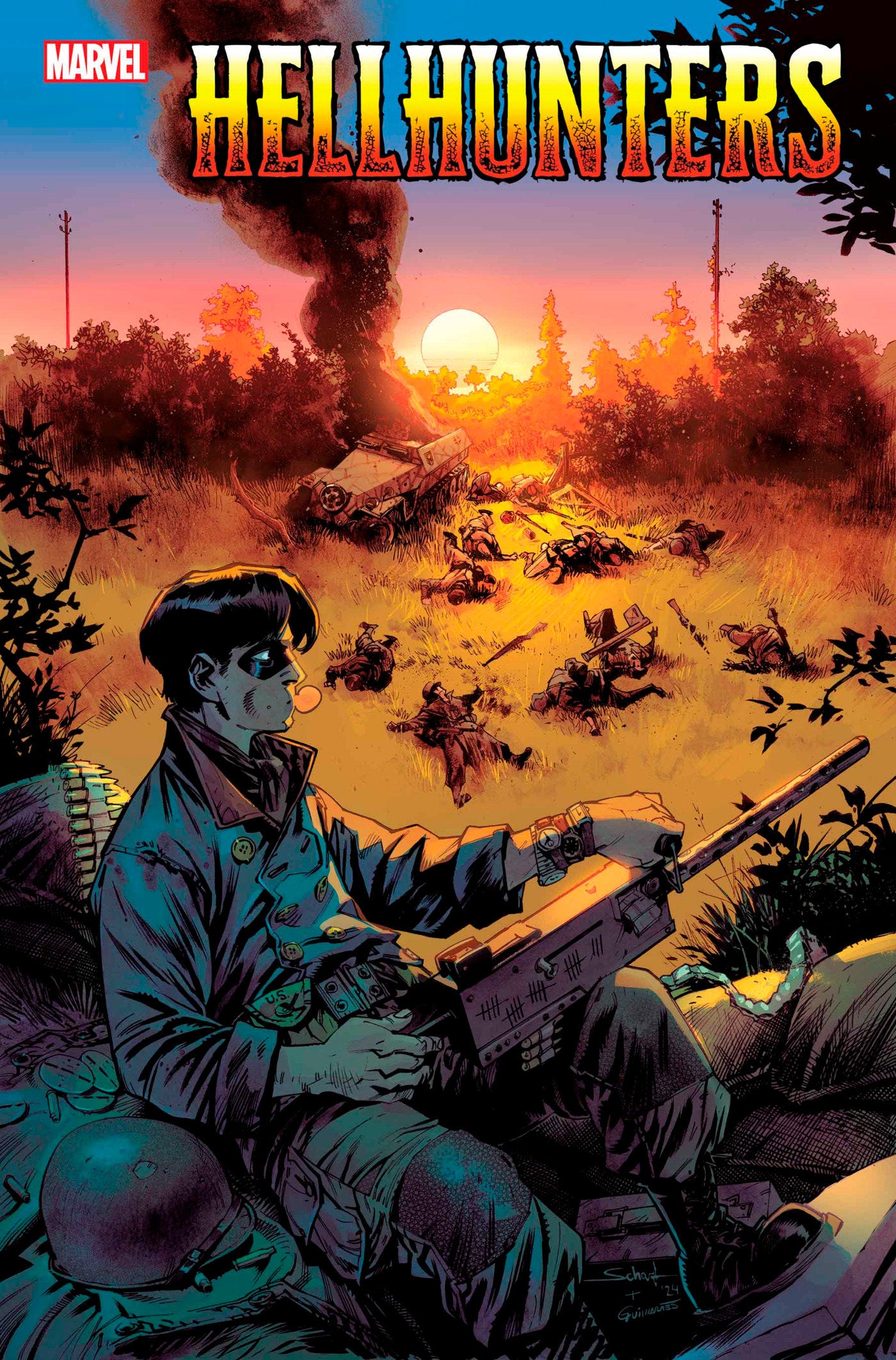 Hellhunters #3 PATRIOT GAMES! When the Hellhunters' methods prove too ruthless for Captain America, they accidentally recruit their secret weapon, their most lethal and ruthless member yet 15-year-old BUCKY BARNES! With Bucky on the team and victory in Eu