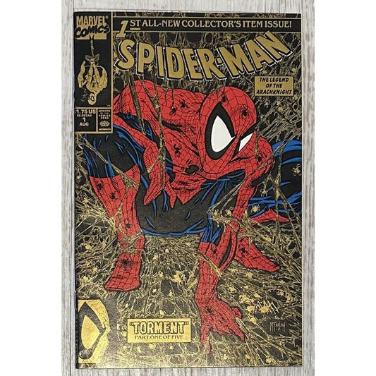 Spider-Man #1 - McFarlane - Direct - Gold Variant 2nd Printing - VF -1990 KEY