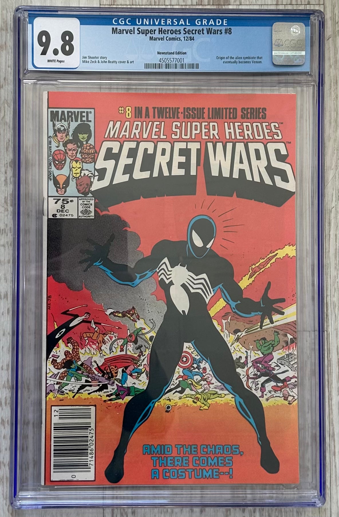 Marvel Secret Wars #8 Newsstand CGC 9.8 - 1st Black Suit & Venom Origin!